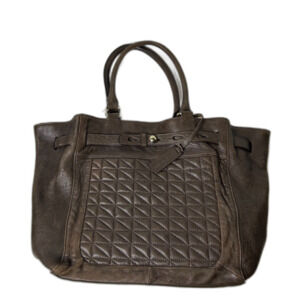 Aqua Madonna Espresso Brown Leather Quilted Front Satchel Shoulder Bag